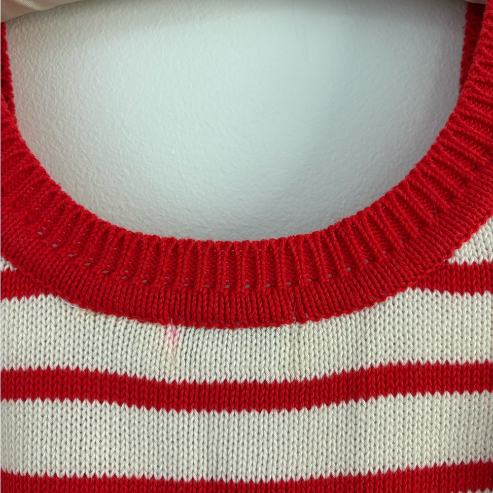 Vintage LQ Knitwear Hand Loomed Red and White Striped Tank Top - Picture 4 of 4